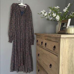 daniel rainn Navy Paisley Peasant Dress